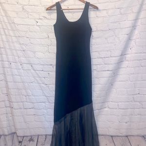 Jump Black Velvet & Sheer Long Formal Dress Gown Size 9/10 Brand New W/Tags
